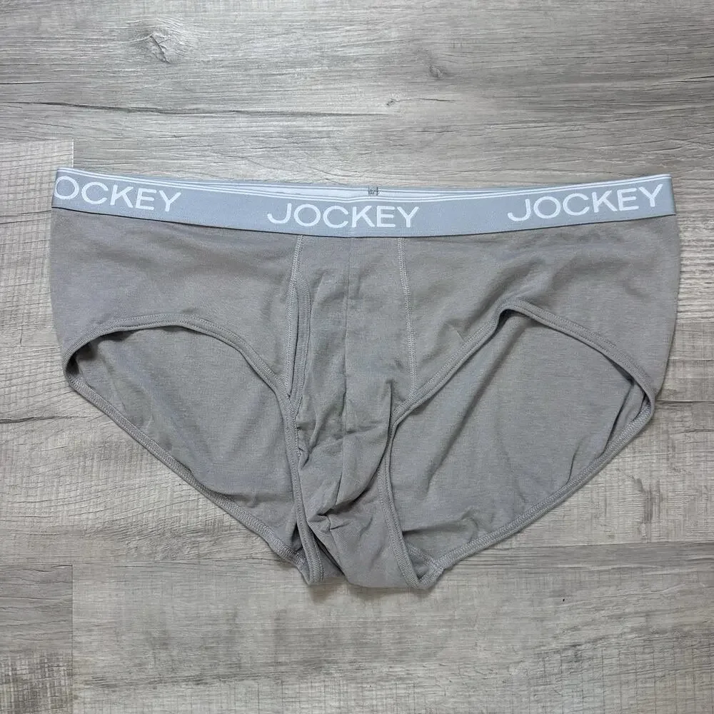 Men's 2XL Jockey Essentials Underwear 3-pack Cotton Blend Briefs Gray White NWOT